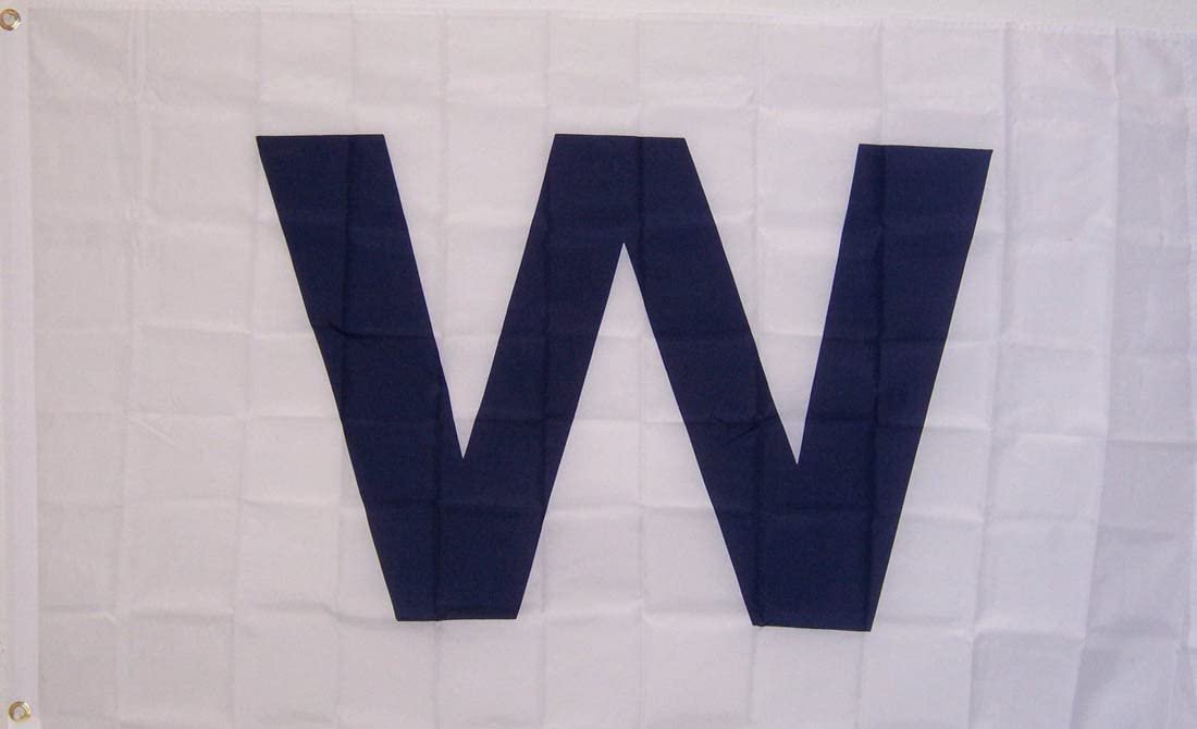 Chicago Cubs Premium 3x5 Feet Flag Banner, White W Logo, Metal Grommets, Outdoor Indoor Use, Single Sided