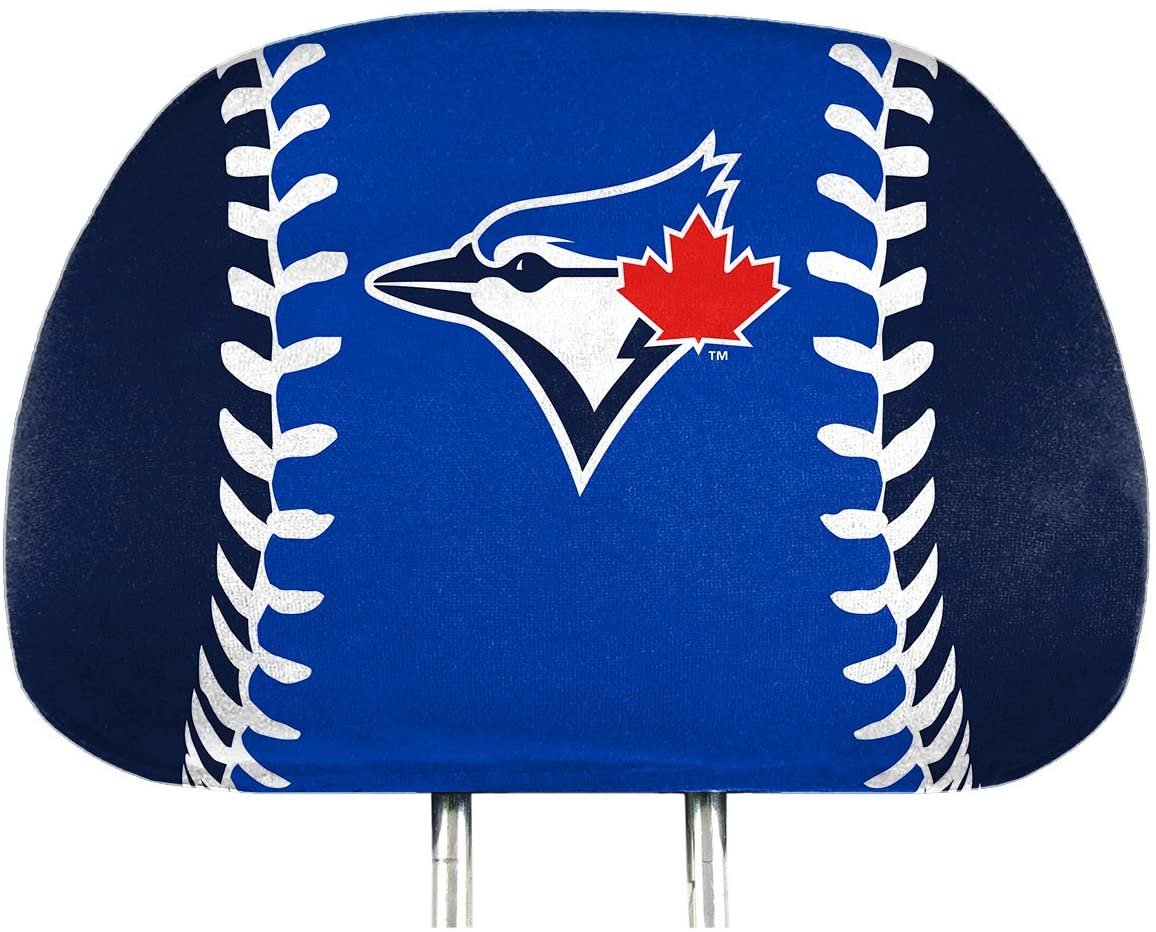 Toronto Blue Jays Pair of Premium Auto Head Rest Covers, Full Color Printed, Elastic, 14x10 Inch