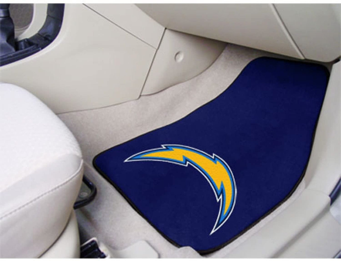 Los Angeles Chargers Front Floor Mats, Carpet Car Set, 18x27 Inch, Nylon, Set of 2