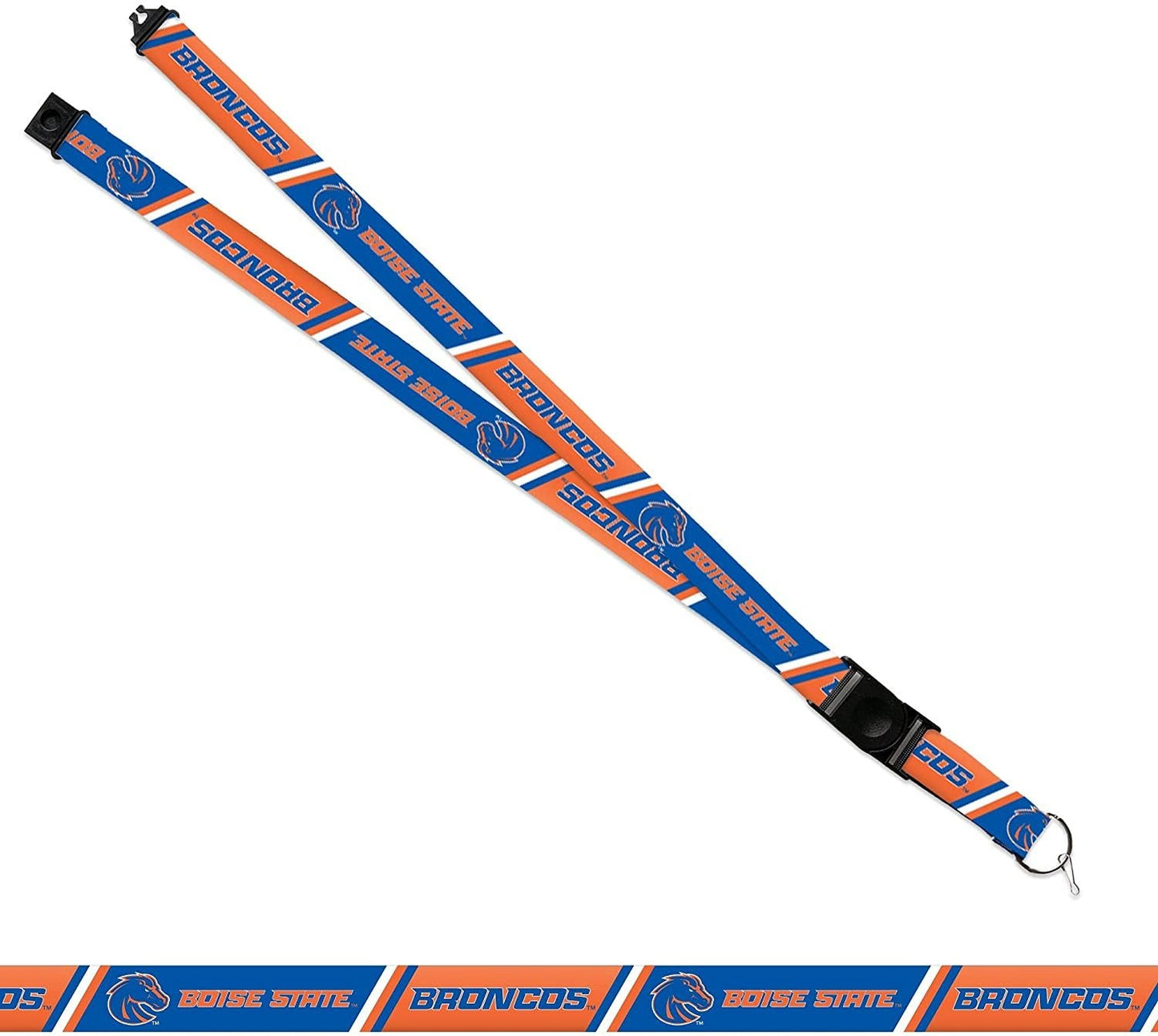 Boise State University Broncos Lanyard Keychain Double Sided 18 Inch Button Clip Safety Breakaway