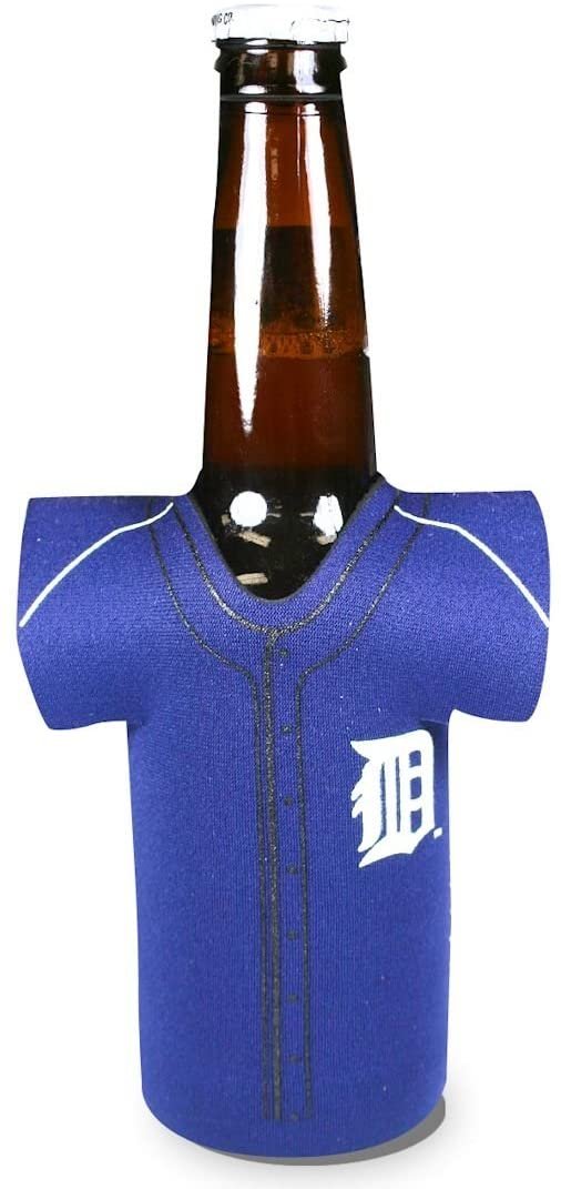 Detroit Tigers 16oz Drink Bottle Cooler Insulated Neoprene Beverage Holder, Team Jersey Design