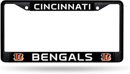 Rico Industries NFL Football Cincinnati Bengals Black License Plate Frame 12" x 6" Black Chrome Frame 12" x 6" Car/Truck Auto Accessory