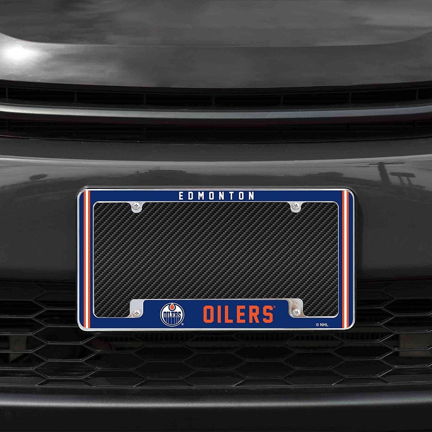 Edmonton Oilers Metal License Plate Frame Chrome Tag Cover Alternate Design 6x12 Inch
