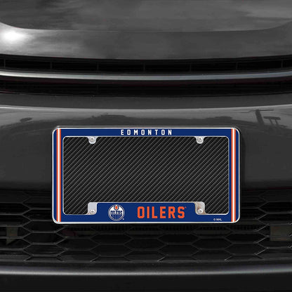 Edmonton Oilers Metal License Plate Frame Chrome Tag Cover Alternate Design 6x12 Inch