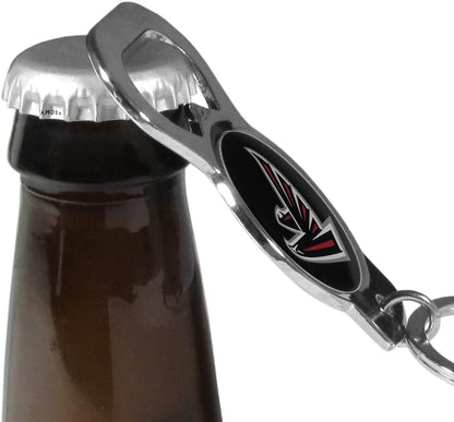 Atlanta Falcons Premium Solid Metal Bottle Opener Keychain, Silver Key Ring, Team Logo