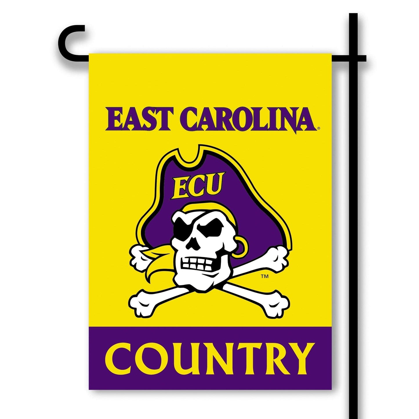 BSI PRODUCTS, INC. - East Carolina Pirates 2-Sided Country Garden Flag & Plastic Pole with Suction Cups - ECU Football Pride - Durable for Indoor and Outdoor Use - ECU Country, One Size, 40298