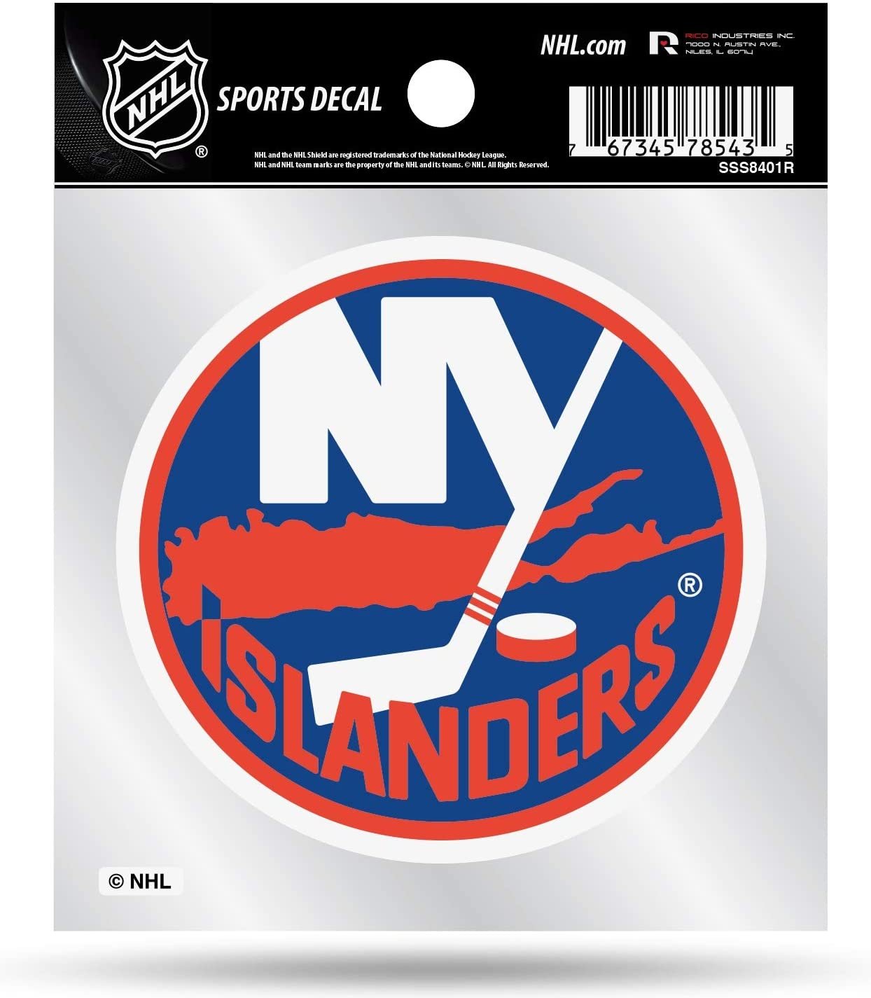 New York Islanders 4x4 Inch Die Cut Decal Sticker, Retro Logo, Clear Backing