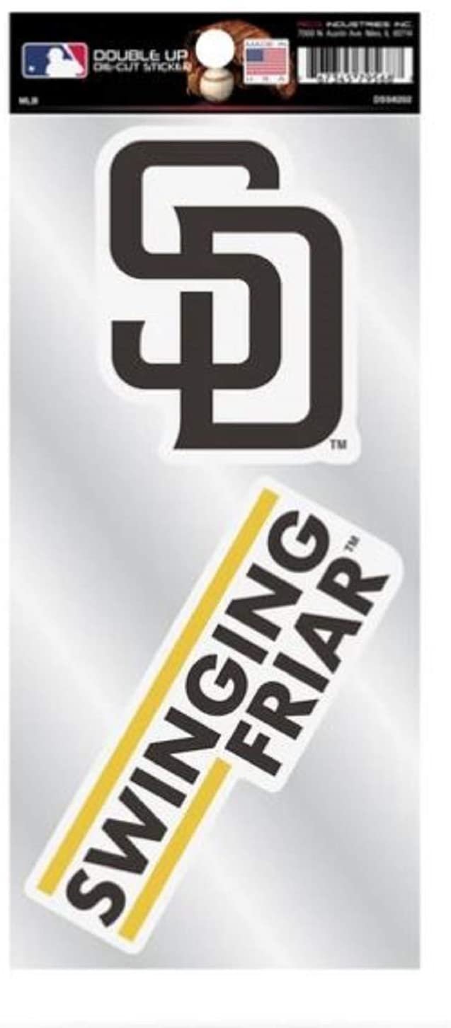 San Diego Padres 2-Piece Double Up Die Cut Sticker Decal Sheet, 4x8 Inch