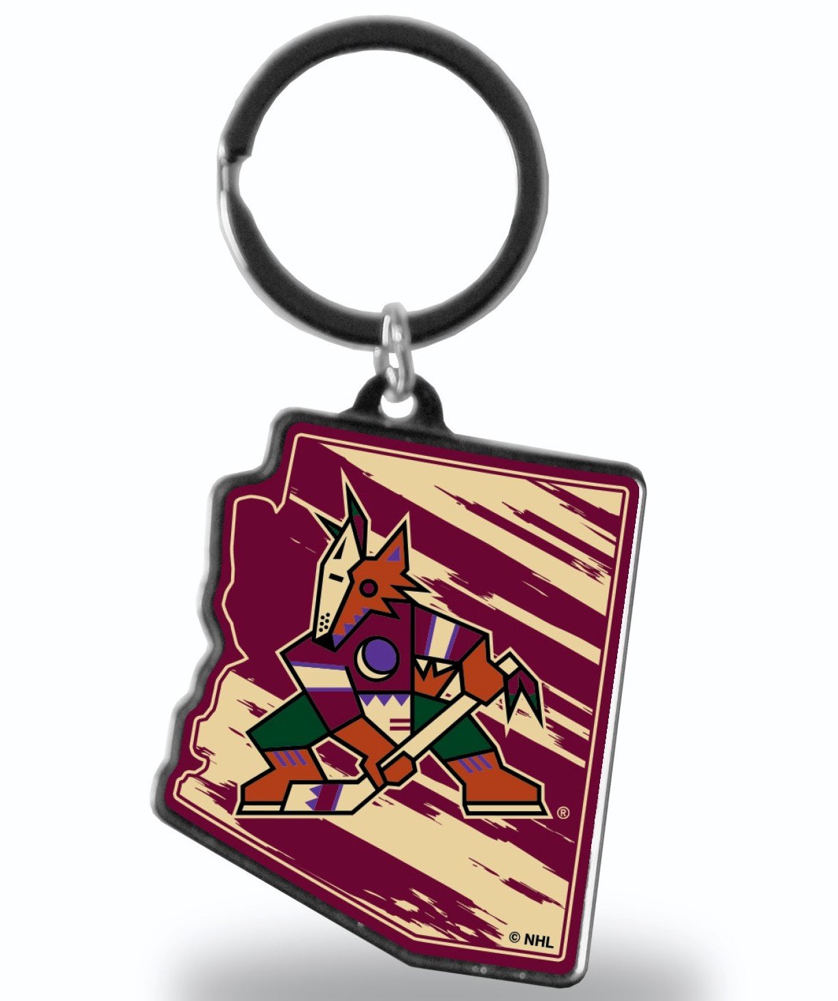 Arizona Coyotes Metal Keychain State Shape Kachina Logo